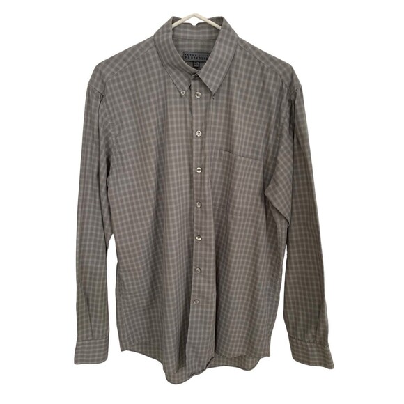 Perry Ellis Portfolio Long Sleeve Button Down Shirt Men's 15.5 34/35 Gray Check - Picture 1 of 10